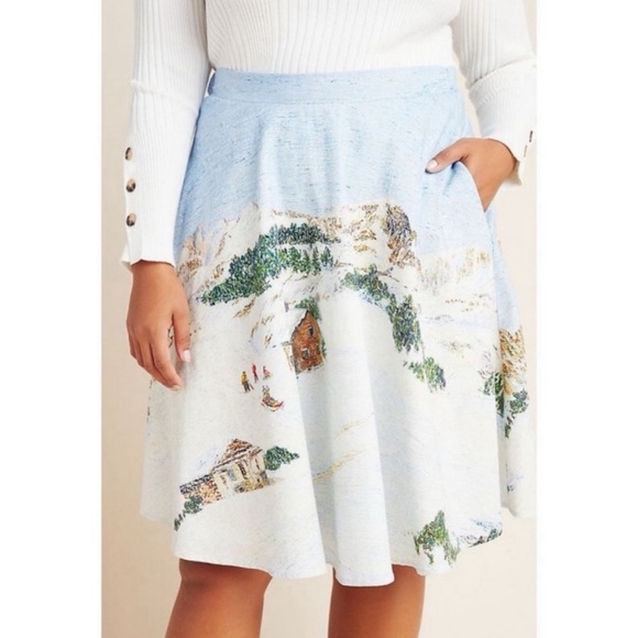 Corey Lynn Calter NWOT Wonderland Midi Skirt Large Winter Ski Print - Picture 3 of 16